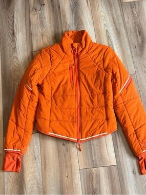 FP Movement Cropped Puffer Jacket Orange High Neck Zip Athletic Small